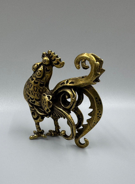 黄铜实心纯铜雄鸡大公鸡桌面摆件生肖招财家居工艺品茶宠