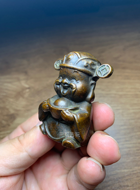 铜器微雕财神爷桌面小摆件佛像财神茶宠茶玩复古饰品