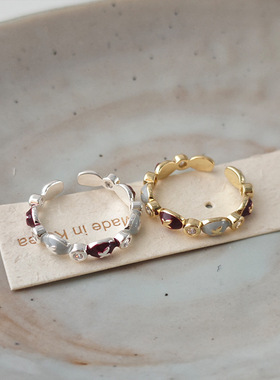 铜红色滴釉蝴蝶结戒戒指/指环