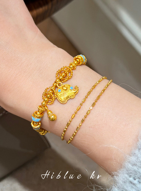 海蓝蓝古法金工艺串珠珐琅釉手链