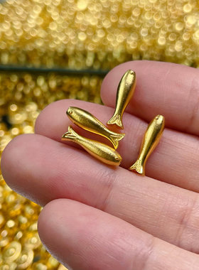 古法精品黄金年年有鱼手链女足金999 小黄鱼转运珠沙丁鱼手串礼物