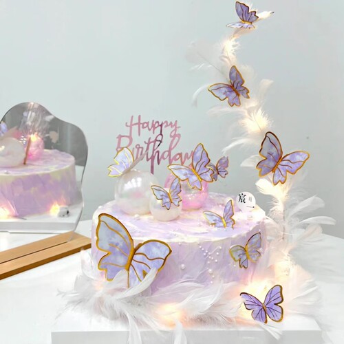 网红幻彩透明球蛋糕装饰摆件创意炫彩泡泡七彩球生日派对烘焙插件 - 图2