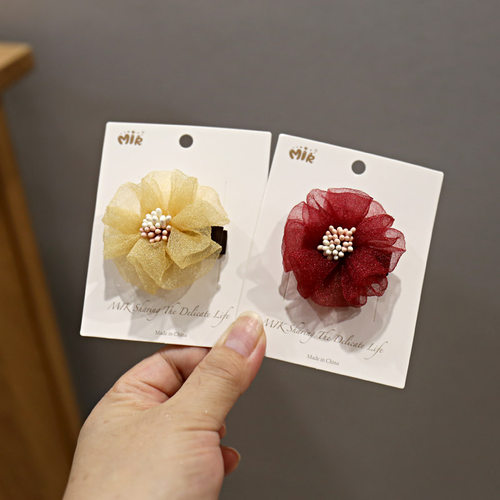 石川印象宝宝发饰韩版雪纱花朵儿童发夹女孩小卡子手工婴儿不伤发 - 图0