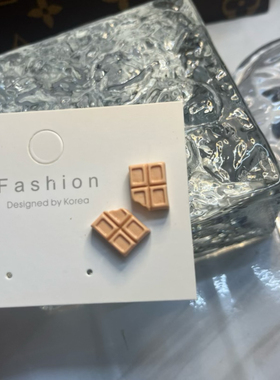 爱吃巧克力原创手工小众甜品耳钉925银针仿真美食设计感蚊香耳夹
