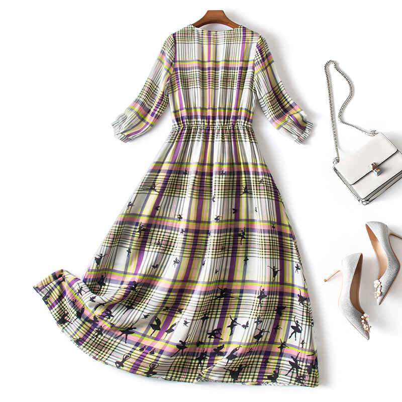 慕荷真丝桑蚕丝2020格子连衣裙 慕荷连衣裙