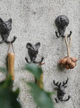 跨境欧式铸铁复古创意铁艺动物壁挂装饰门后衣帽钩挂衣钩挂架入户