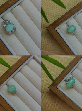 黑羊洞 | 碧玉黑羊洞戒指银镶