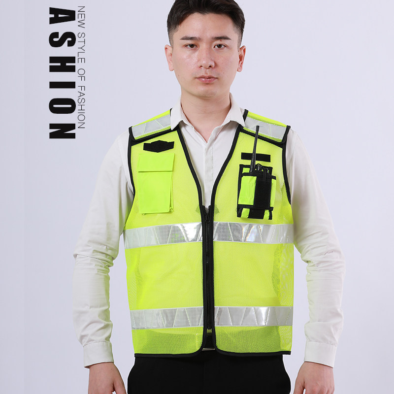 反光背心网眼反光马甲摩托骑行道路养护施工反光安全服荧光背心印_虎窝淘