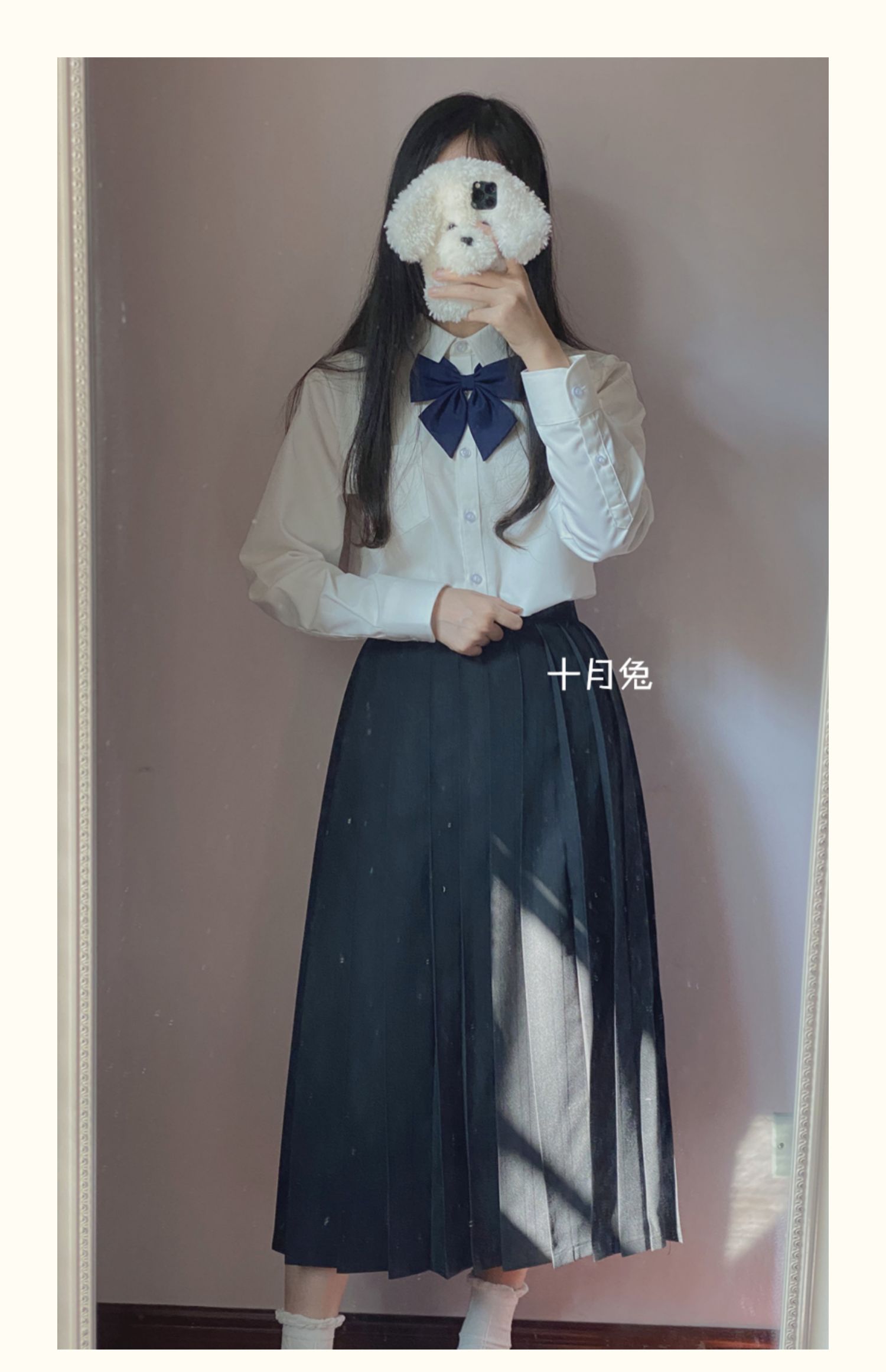 现货黑灰蓝藏青 60/80cm日系不良JK制服百褶裙长裙可调节女生夏秋-图0