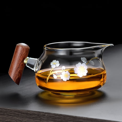 加厚木把玻璃公道杯耐热茶漏茶滤套装日式茶海过滤分茶器茶具配件 - 图1