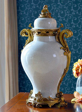 将军罐纯铜装饰品古典客厅摆件