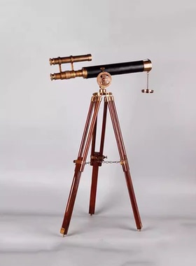 欧美法式望远镜中大号摆件书房办公桌摆件玄关酒柜复古怀旧老摆设