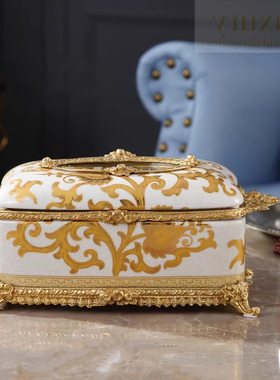 高端档奢华纸抽盒 欧美法式复古典软装饰品 客厅工艺品餐桌纸巾盒
