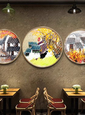 江南水乡装饰画江南美景挂画饭店农家乐手绘颠簸画复古怀旧壁画