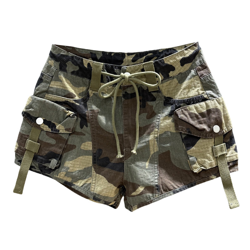 迷彩辣妹工装短裤女2026夏季新款高腰抽绳休闲百搭显瘦阔腿热裤子,淘宝优惠券,粉丝福利购,淘宝优惠卷