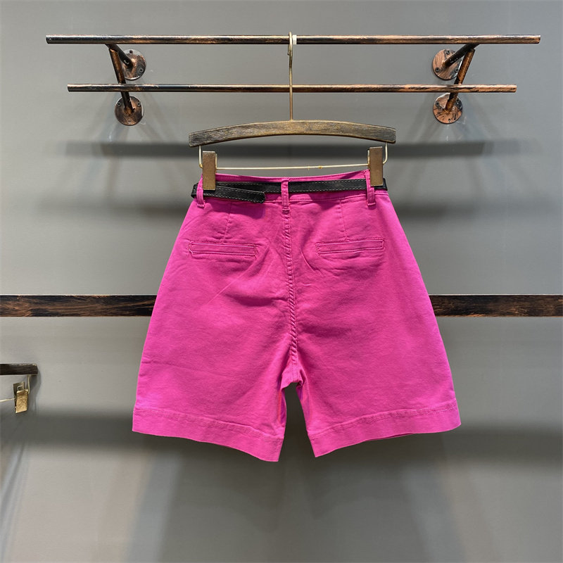 洋气玫红色阔腿直筒牛仔短裤女薄款夏装百搭微开叉五分休闲裤中裤,淘宝优惠券,粉丝福利购,淘宝优惠卷