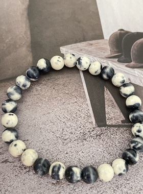 桃之夭夭 水墨画 原创自制天然雨彩石中式古典百搭桃花运手链气质