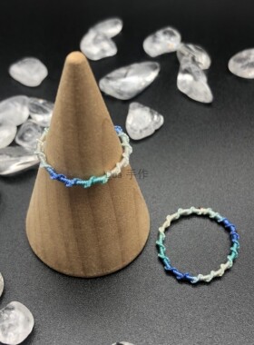 dua手作「大海」绳拼色戒浅蓝白