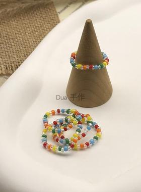 幻彩个性糖果彩虹泡泡弹力绳戒指