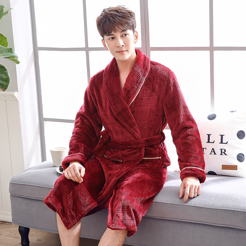 情侣2020新款长袖中长款珊瑚绒睡衣 情雪妃睡裙