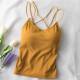 ເສື້ອຍືດແຂນຍາວຂອງແມ່ຍິງ camisole ທີ່ມີທໍ່ padded ເທິງອິນເຕີເນັດສະເຫຼີມສະຫຼອງ sexy ຂ້າມກັບຄືນໄປບ່ອນພື້ນຖານ sleeveless ເທິງສຸດສໍາລັບການໃສ່ summer
