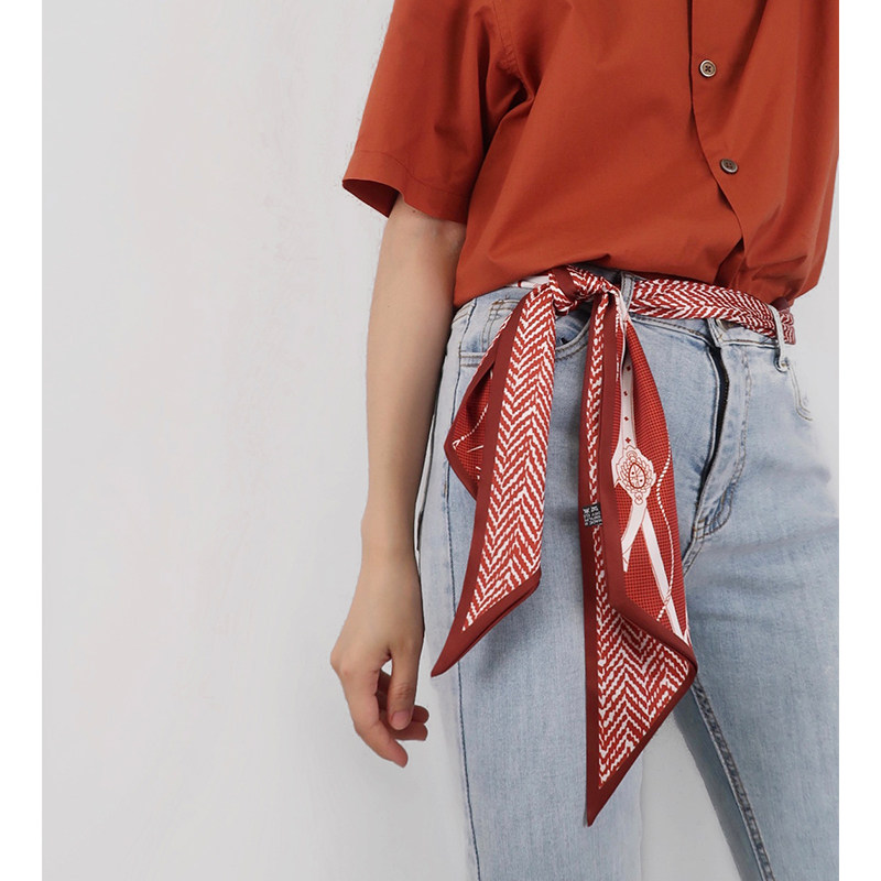 气色款!气场十足!装饰丝巾小长条女时尚OL双面衬衫西装领巾发带