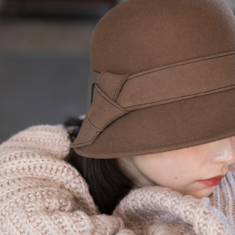 法式复古羊毛秋冬卷边毛呢渔夫帽 mauropoli帽子