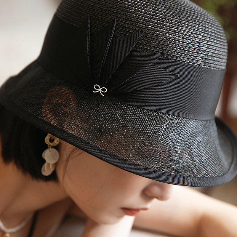 夏季新款法式复古麻纱卷边礼帽草帽 mauropoli帽子