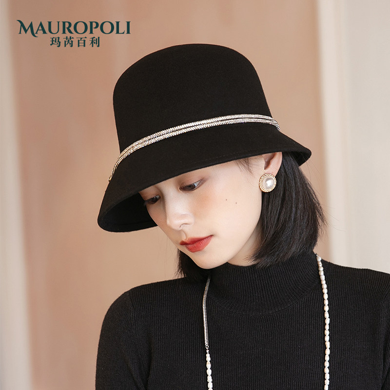 羊毛秋冬不规则帽檐英伦优雅毛呢帽 mauropoli帽子