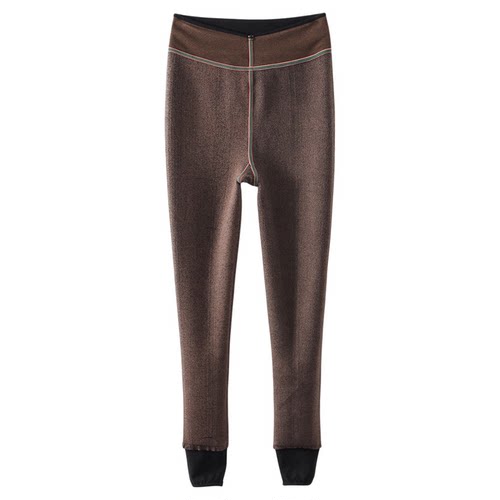 秋冬新款大码打底裤加绒加厚一线档高腰女款踩脚棉面高弹九分棉裤 - 图3