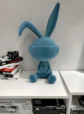 植绒爱心蒙眼兔公仔兔子摆件