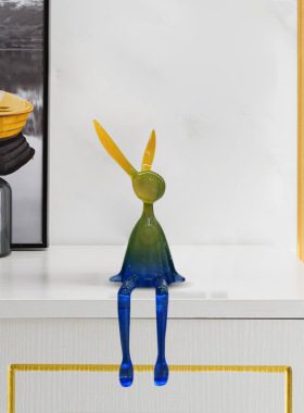 玄关兔子摆件树脂装饰轻奢高档