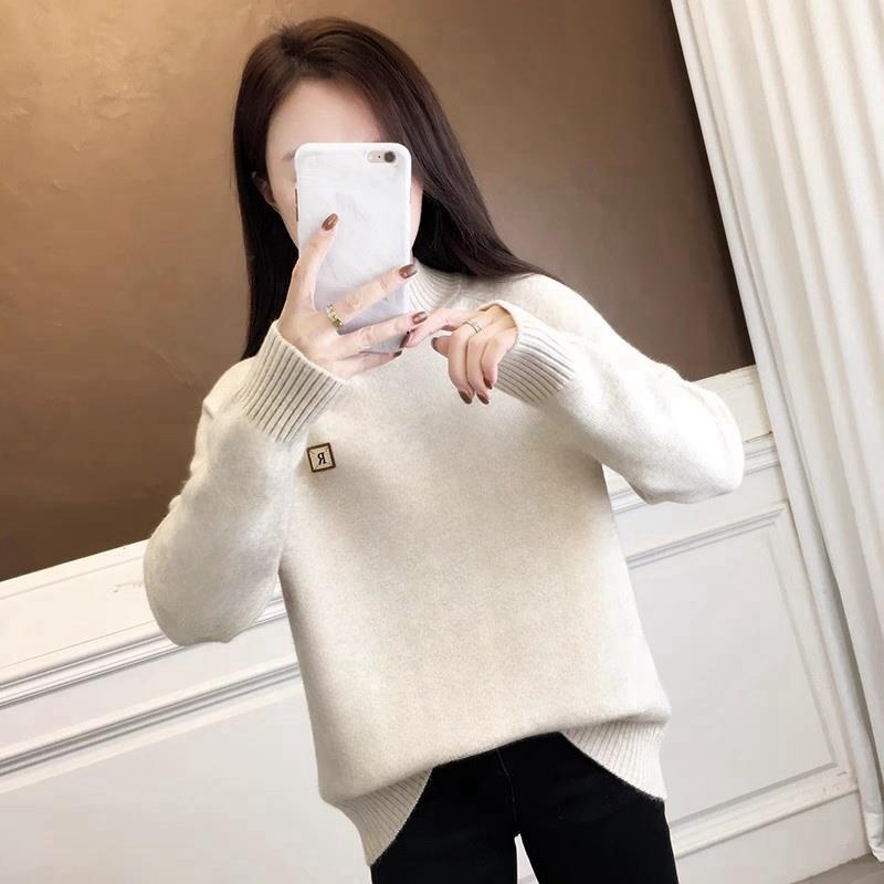 简致莎2025新款学生甜美风格半高领毛衣 套头针织保暖毛衣女秋冬 - 图3