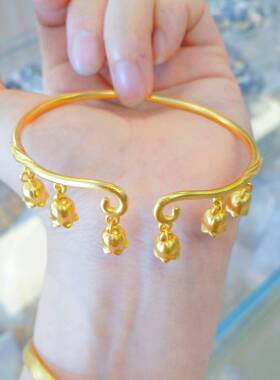 越南金兰花手镯沙森系铃灵开口动手环小红书同款仿真金8.25.01手