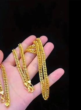 新爆款欧美款扁老仿黄金项链 黄铜22.05福镀金福扣手链6m板手m链