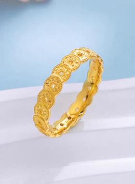 金款沙金碎冰钱多25.9.22.多铜钱戒同镂空钱币闭口指指环轻奢送女