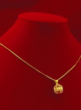 南沙金玲珑直球坠 黄铜镀金镂空球吊球女项547链厂家越供礼品