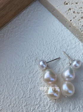 不规则珍珠耳环淡水珍珠气质