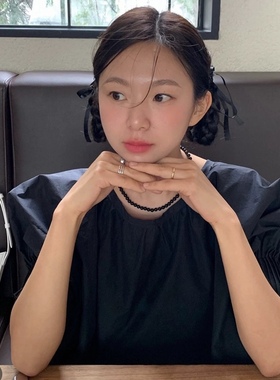 博主同款黑玛瑙925银扣项链韩国fever同款气质新中式