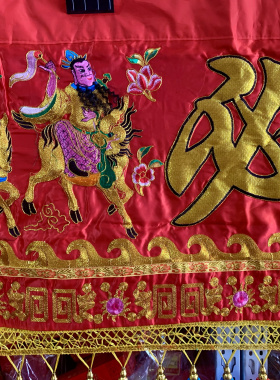 台版八仙 彩手工胡须凸绣横幅门彩门楣有求必应佛堂寺庙用品绣品