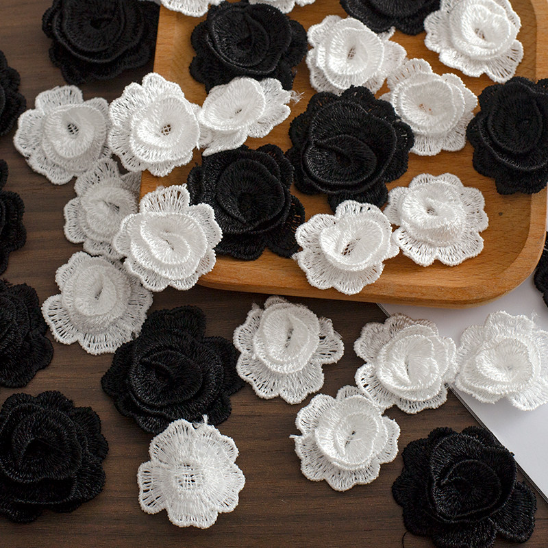 黑白立体刺绣蕾丝花朵 DIY手工服装布艺手机壳装饰辅料,淘宝优惠券,粉丝福利购,淘宝优惠卷