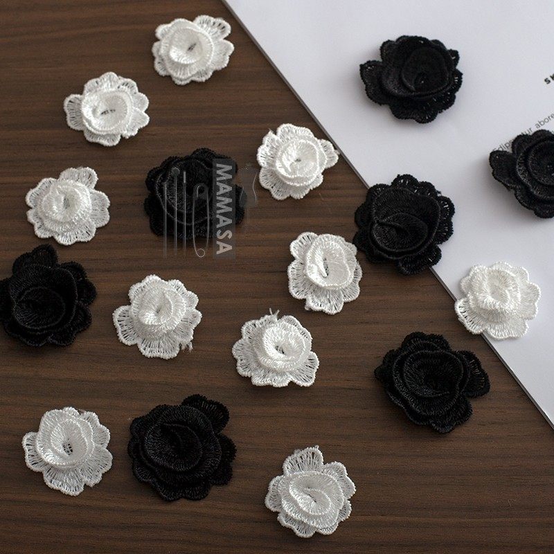 黑白立体刺绣蕾丝花朵 DIY手工服装布艺手机壳装饰辅料,淘宝优惠券,粉丝福利购,淘宝优惠卷