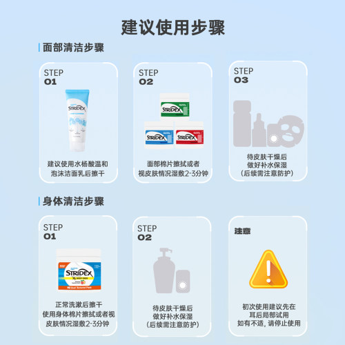 美国正品stridex水杨酸棉片去闭口酸祛痘淡化痘印清洁棉刷湿敷棉 - 图3