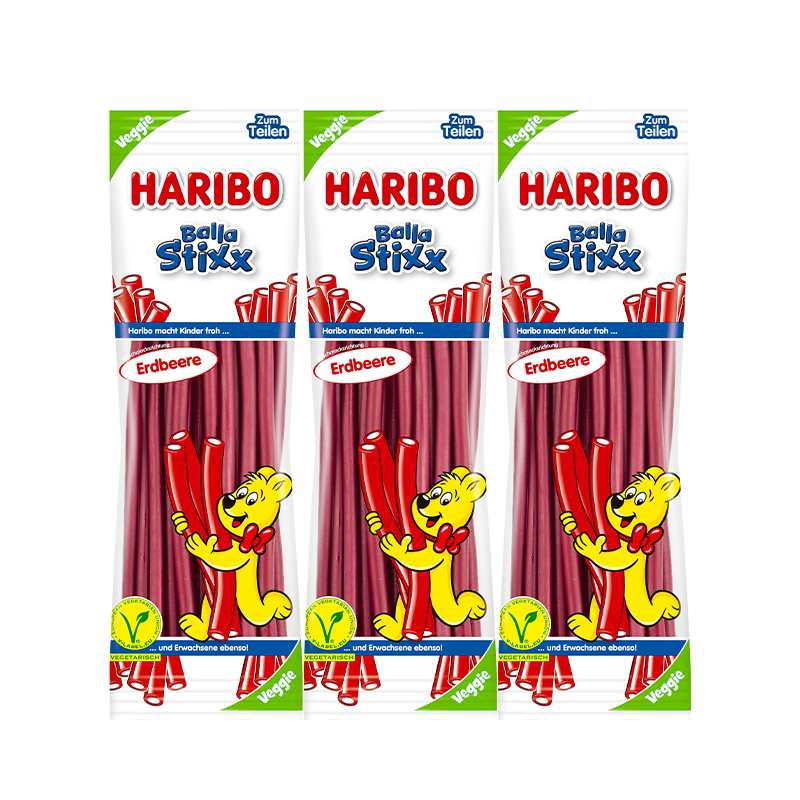 haribo德国原装进口哈瑞宝软糖草莓棉花糖长条夹心网红酸条糖糖果-图3