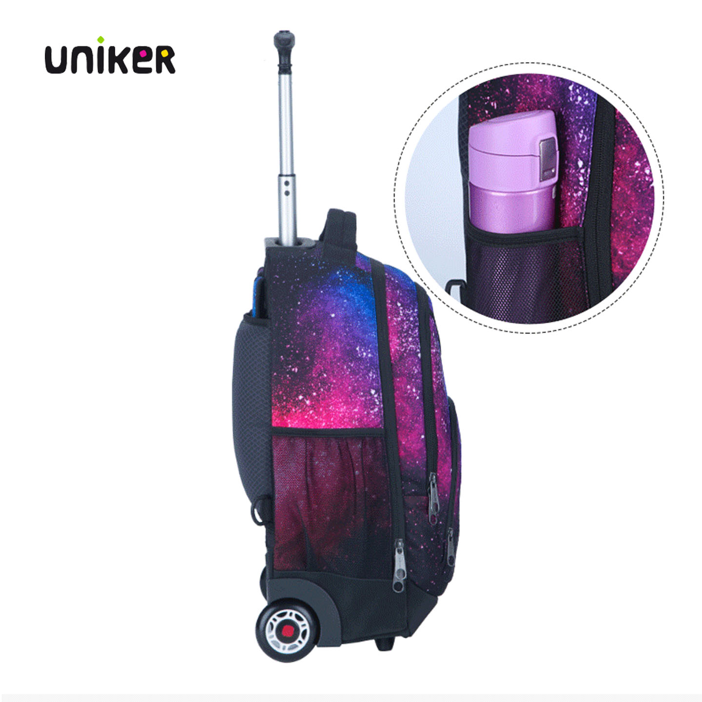 uniker小学生拉杆书包男女初中旅行双肩背包儿童休闲多功能行李包 - 图2
