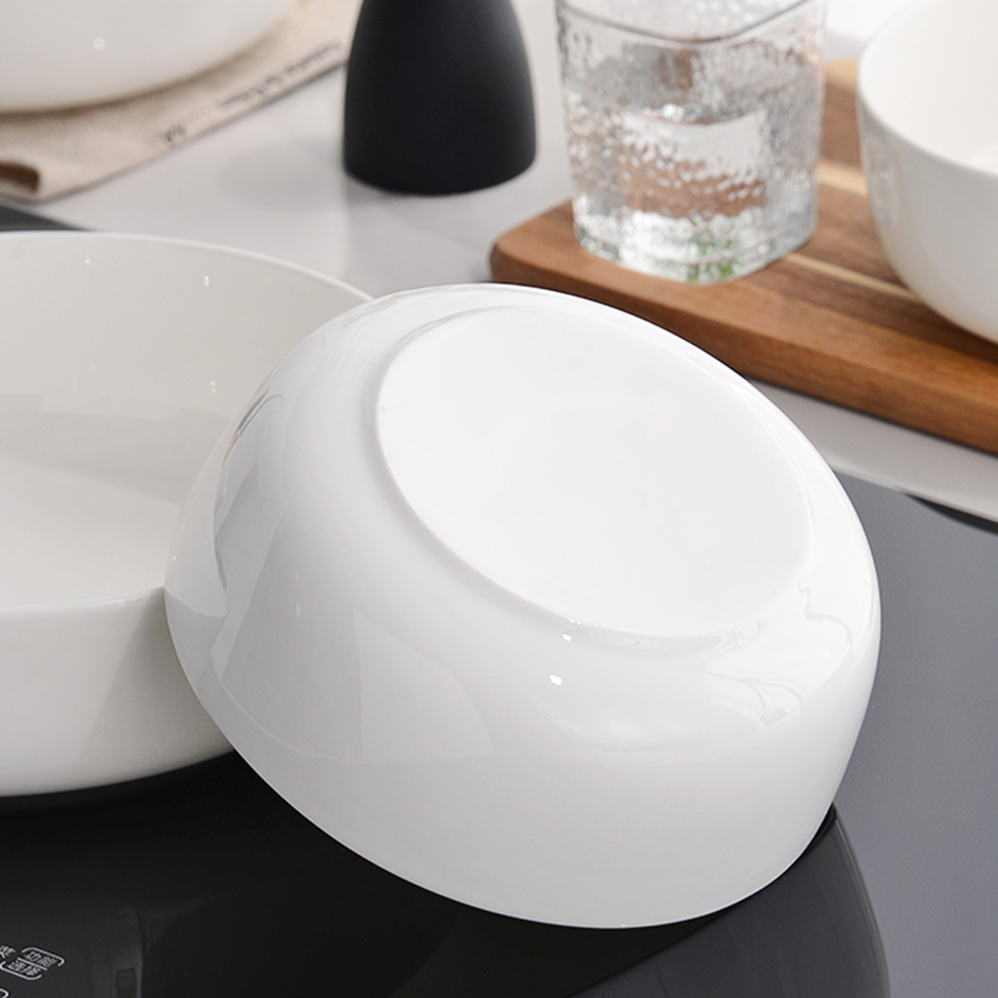 家用暖菜板专用平底碗加热保温陶瓷大汤碗热菜板大碗白色骨瓷餐具,淘宝优惠券,粉丝福利购,淘宝优惠卷