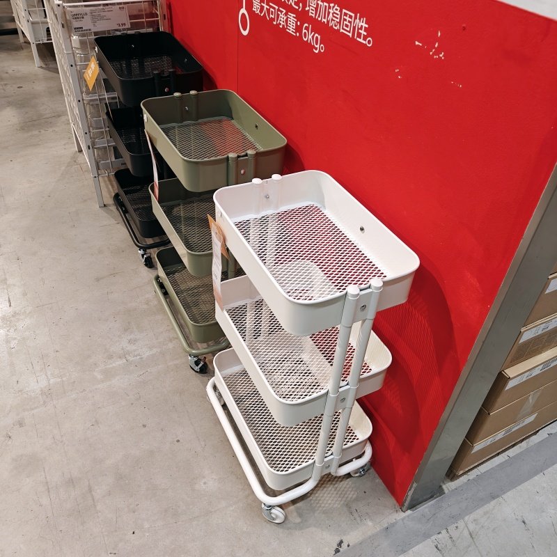 宜家代购拉斯克手推车小推车置物架厨房储物架3层客厅收纳架,淘宝优惠券,粉丝福利购,淘宝优惠卷