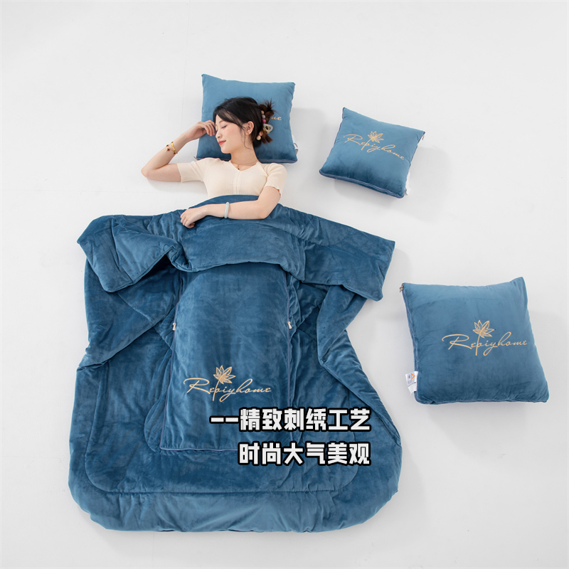 A类婴儿绒两用抱枕被加厚加重可折叠车上靠垫办公室沙发午睡毛毯 - 图1