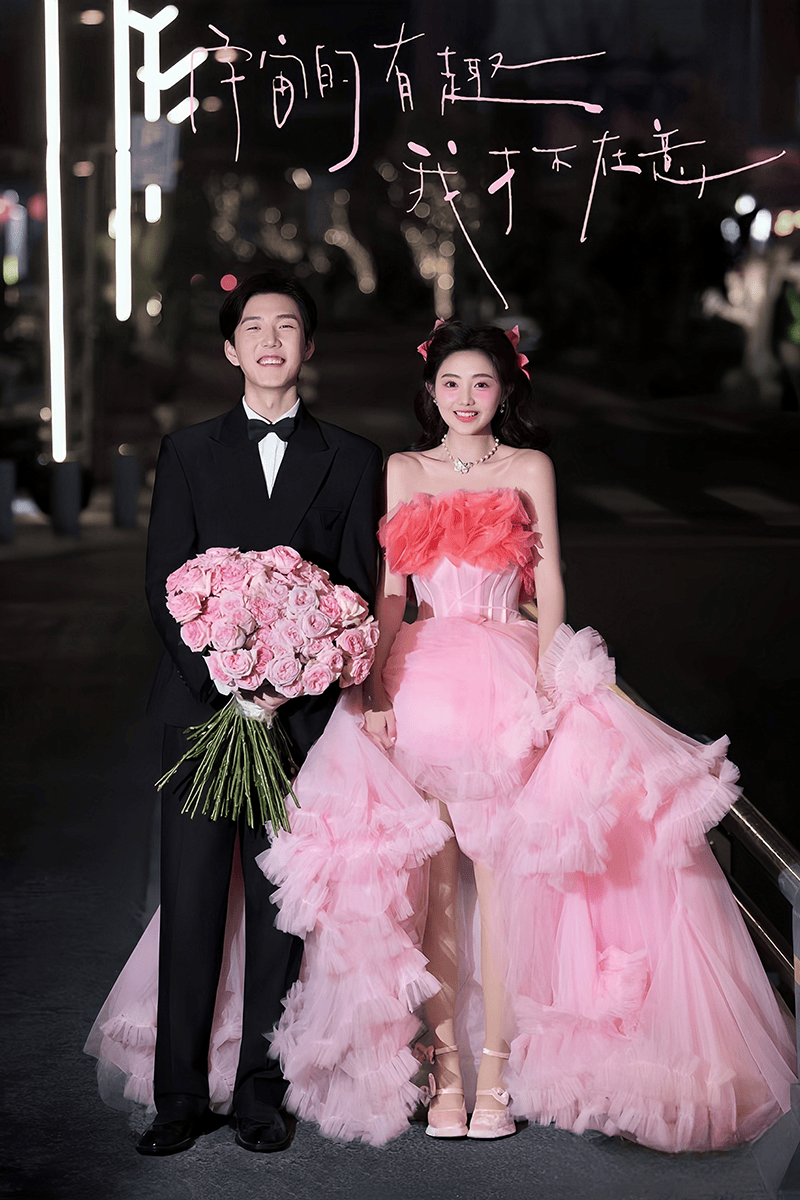 2024新款小个子法式主题婚纱在逃玫瑰公主裙摄影拍照定制大码写真