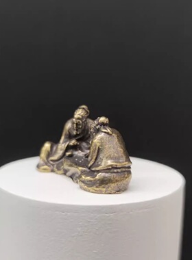迷你下棋老者创意小摆件青砂石鱼缸桌面造景装饰复古对弈仙翁人物
